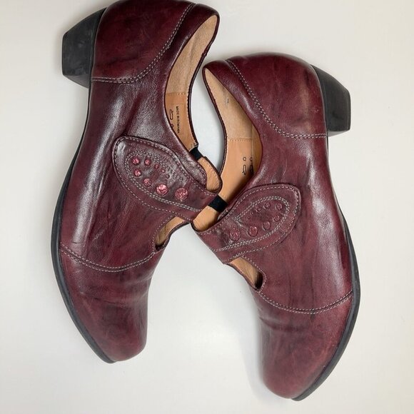 Think! Europe Womens 39 Burgundy Leather Comfort Mary Jane Shoes - Picture 10 of 15